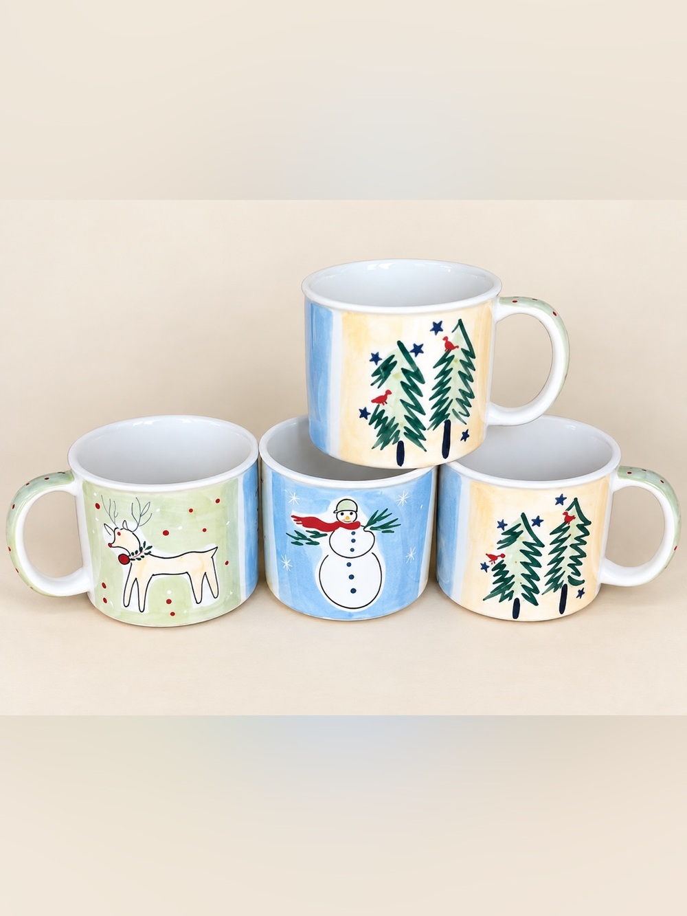 Eddie Bauer Holiday Ceramic 4 piece Mug Set Winter Scenes 17oz. Boxed Holiday